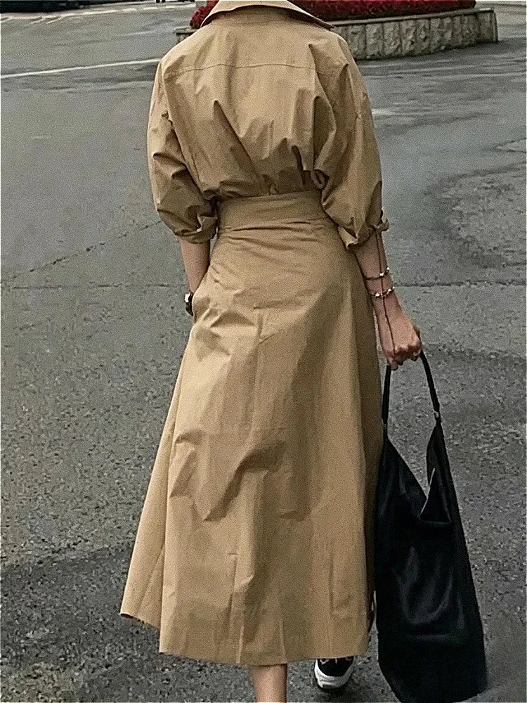 Elegant Cotton Blend Casual Shirt Dress