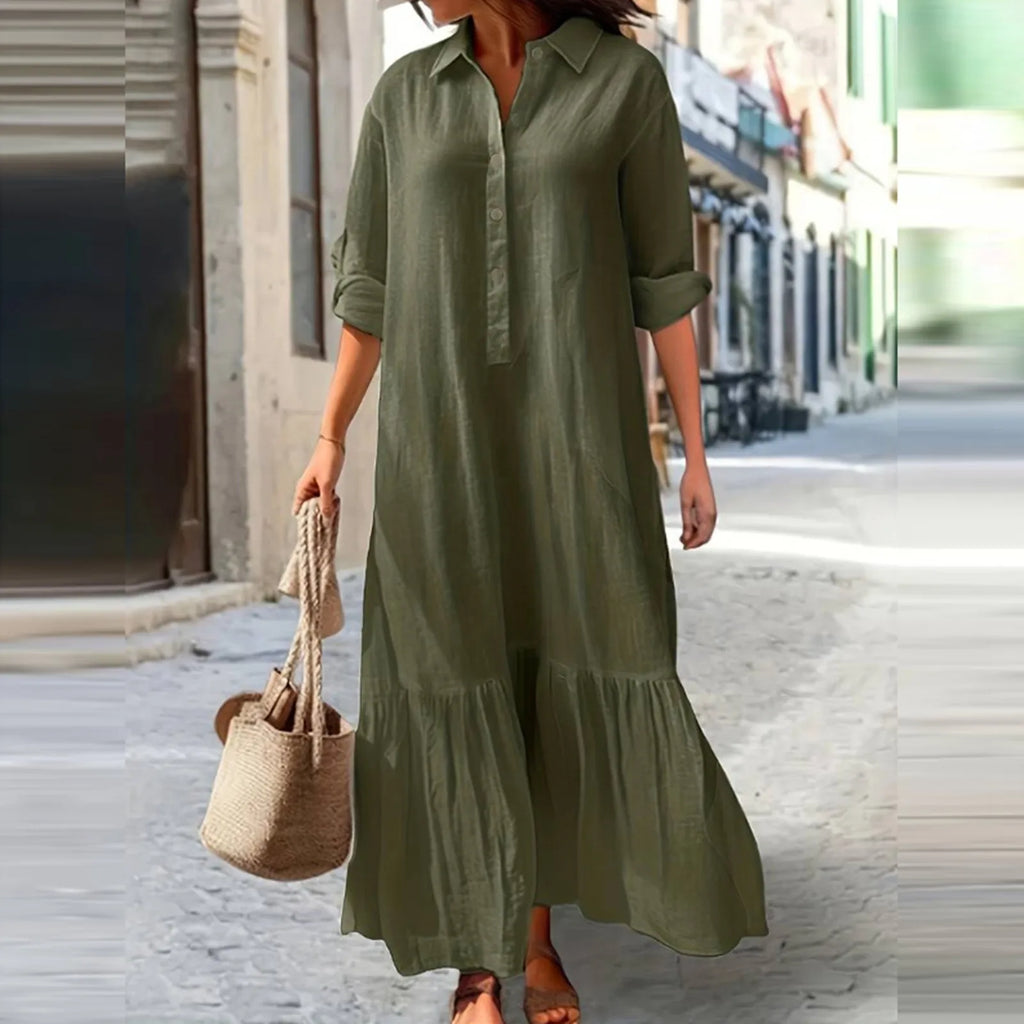 Elegant Casual Maxi Shirt Dress - Breathable & Comfortable