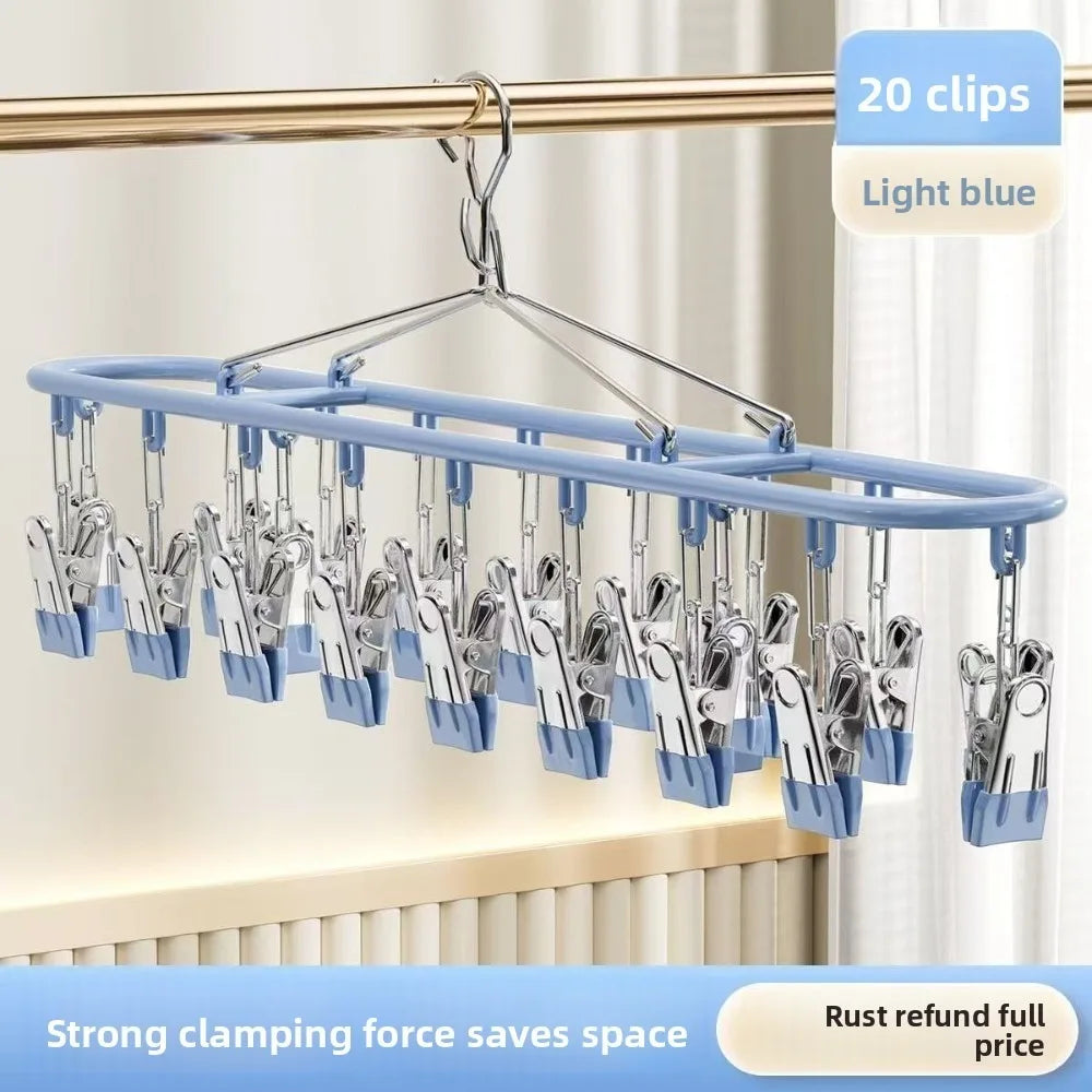 Premium Space-Saving Foldable Laundry Hanger (20 Clips)