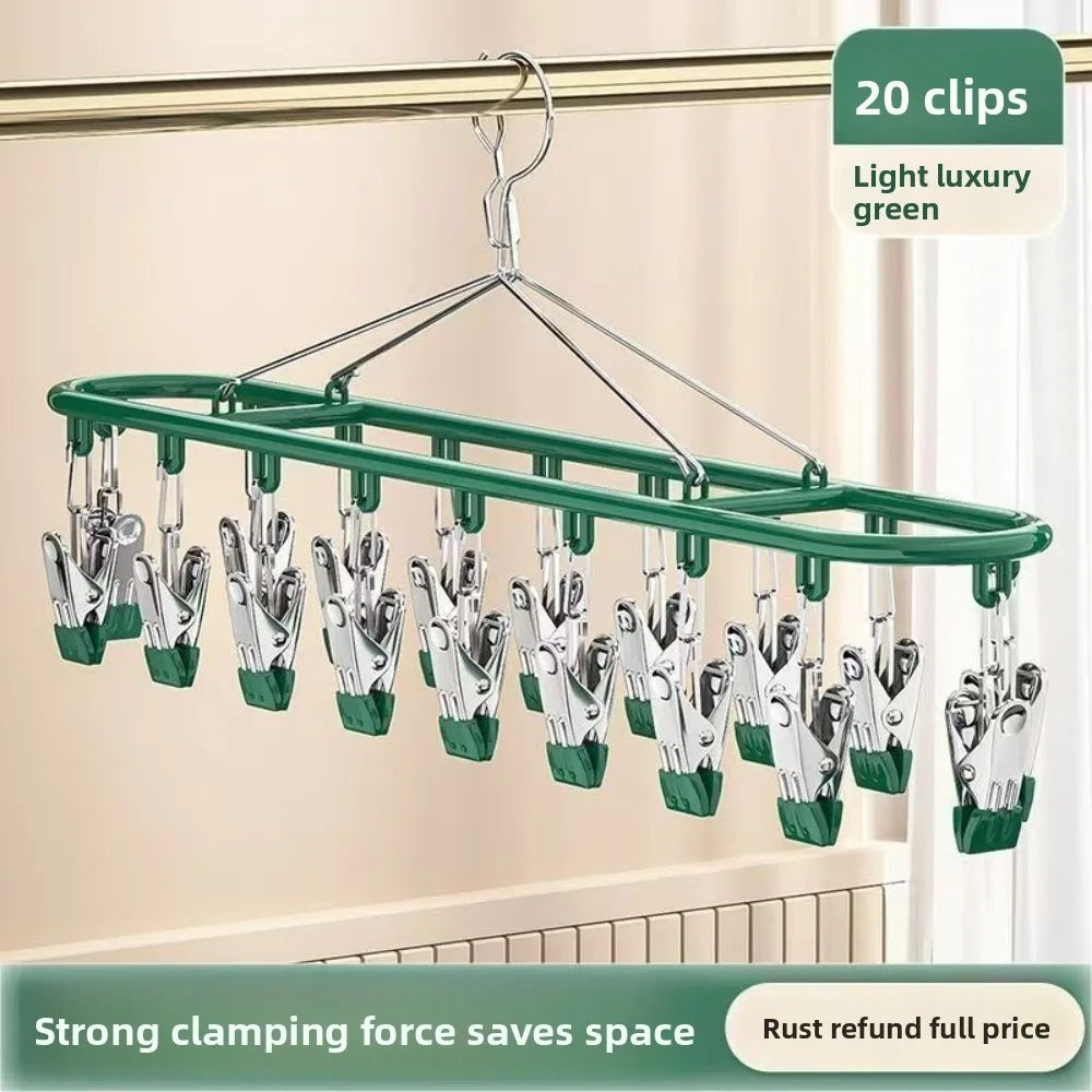 Premium Space-Saving Foldable Laundry Hanger (20 Clips)