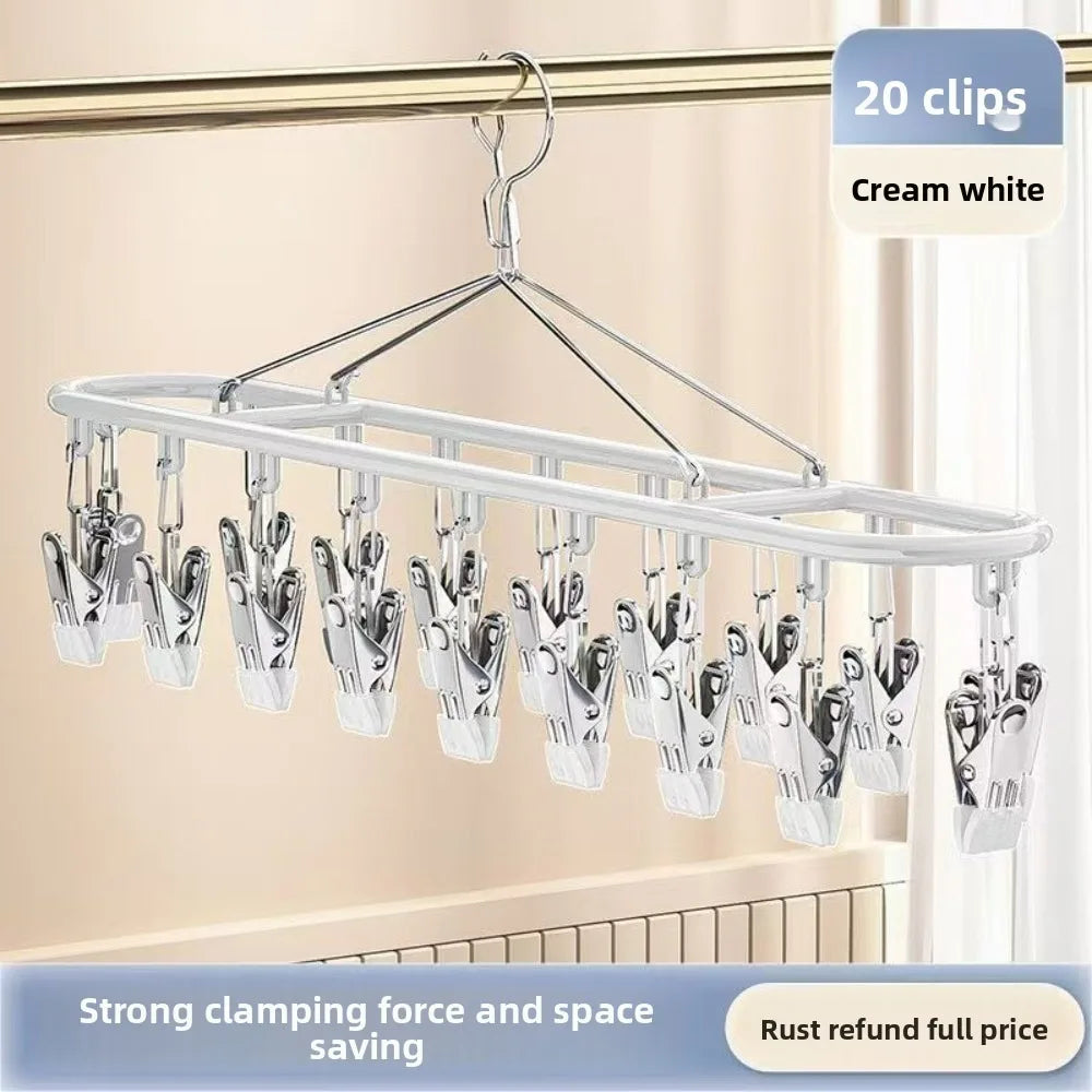 Premium Space-Saving Foldable Laundry Hanger (20 Clips)