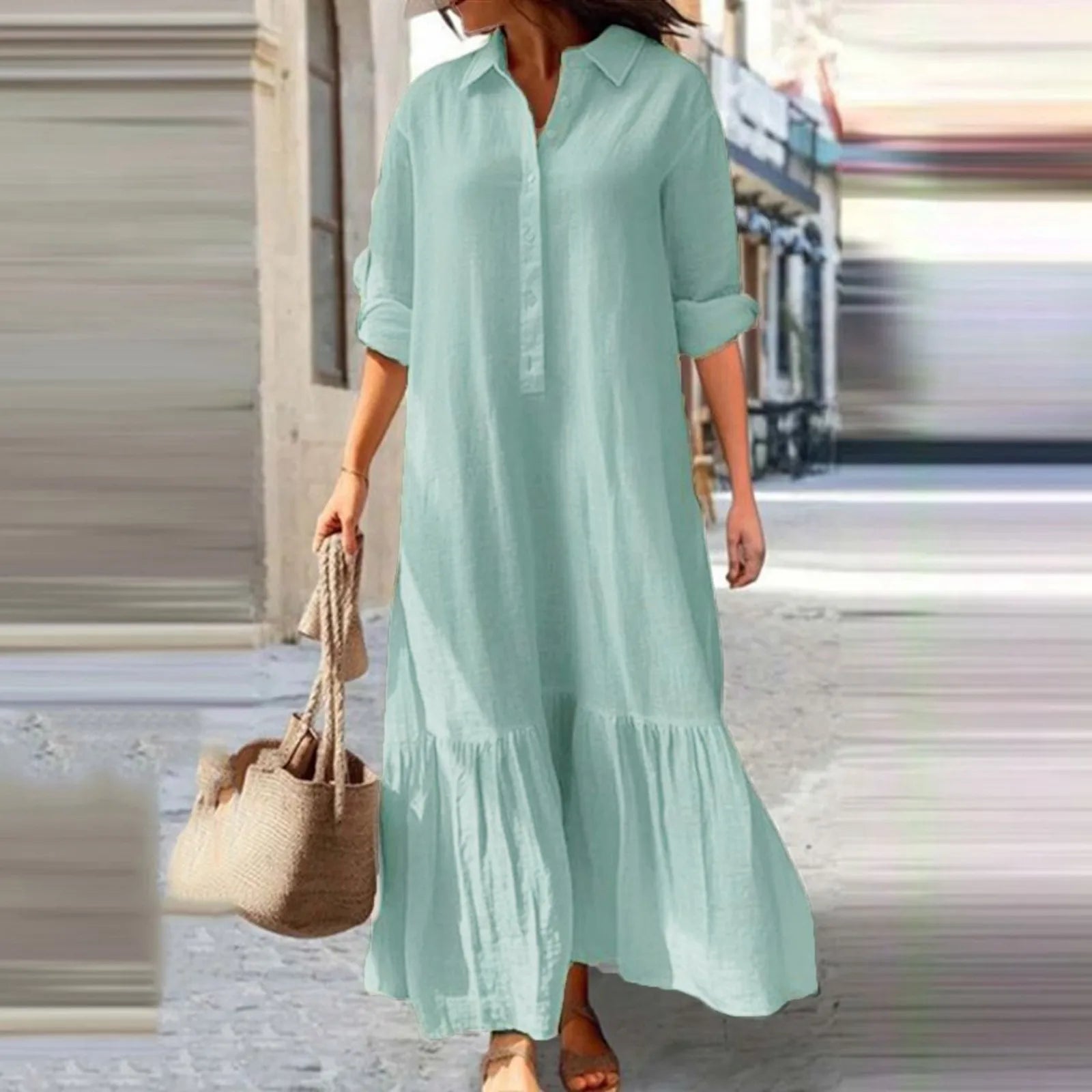 Elegant Casual Maxi Shirt Dress - Breathable & Comfortable
