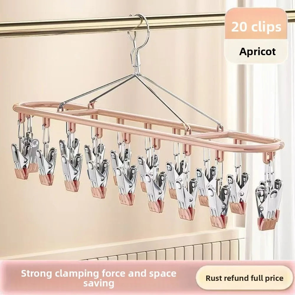Premium Space-Saving Foldable Laundry Hanger (20 Clips)
