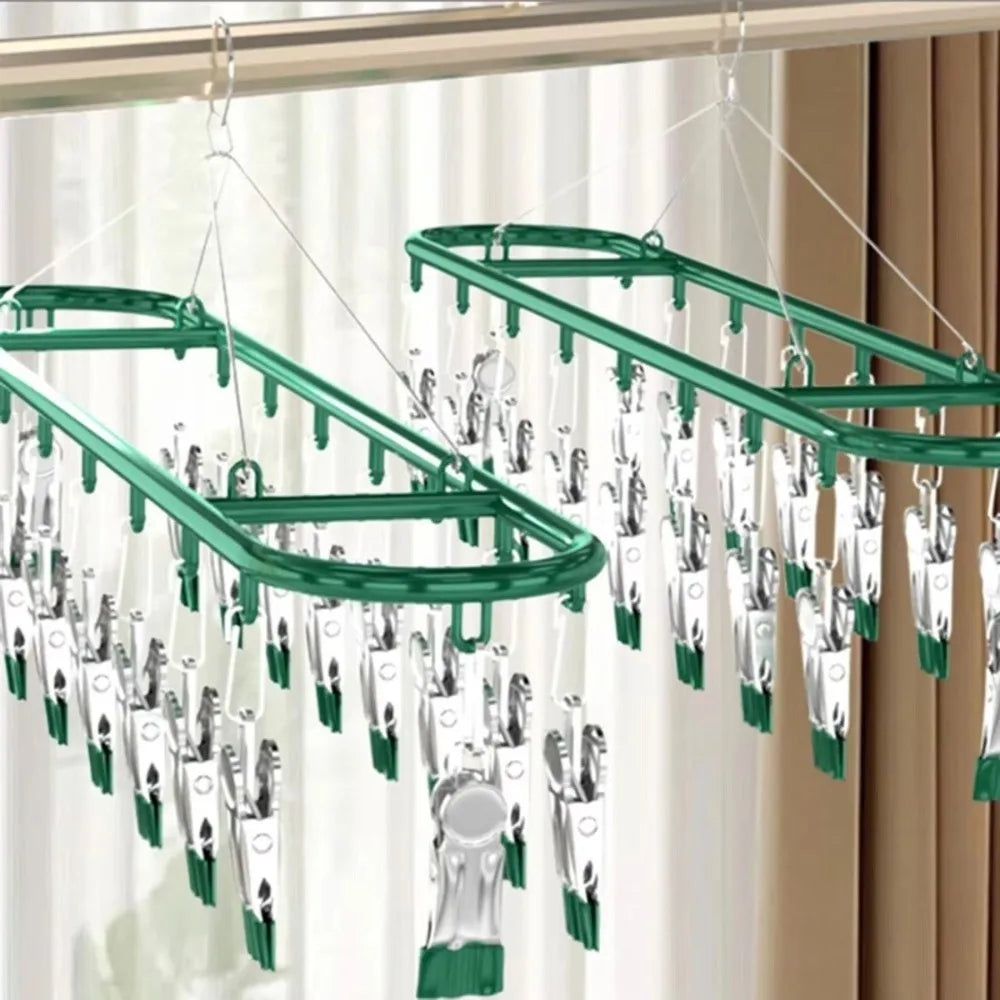 Premium Space-Saving Foldable Laundry Hanger (20 Clips)