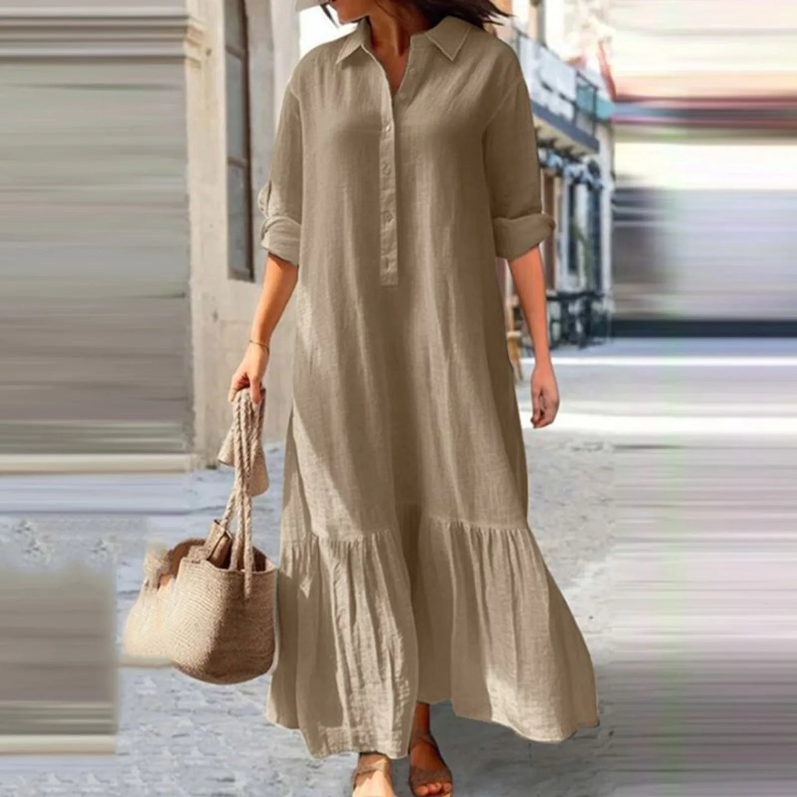 Elegant Casual Maxi Shirt Dress - Breathable & Comfortable